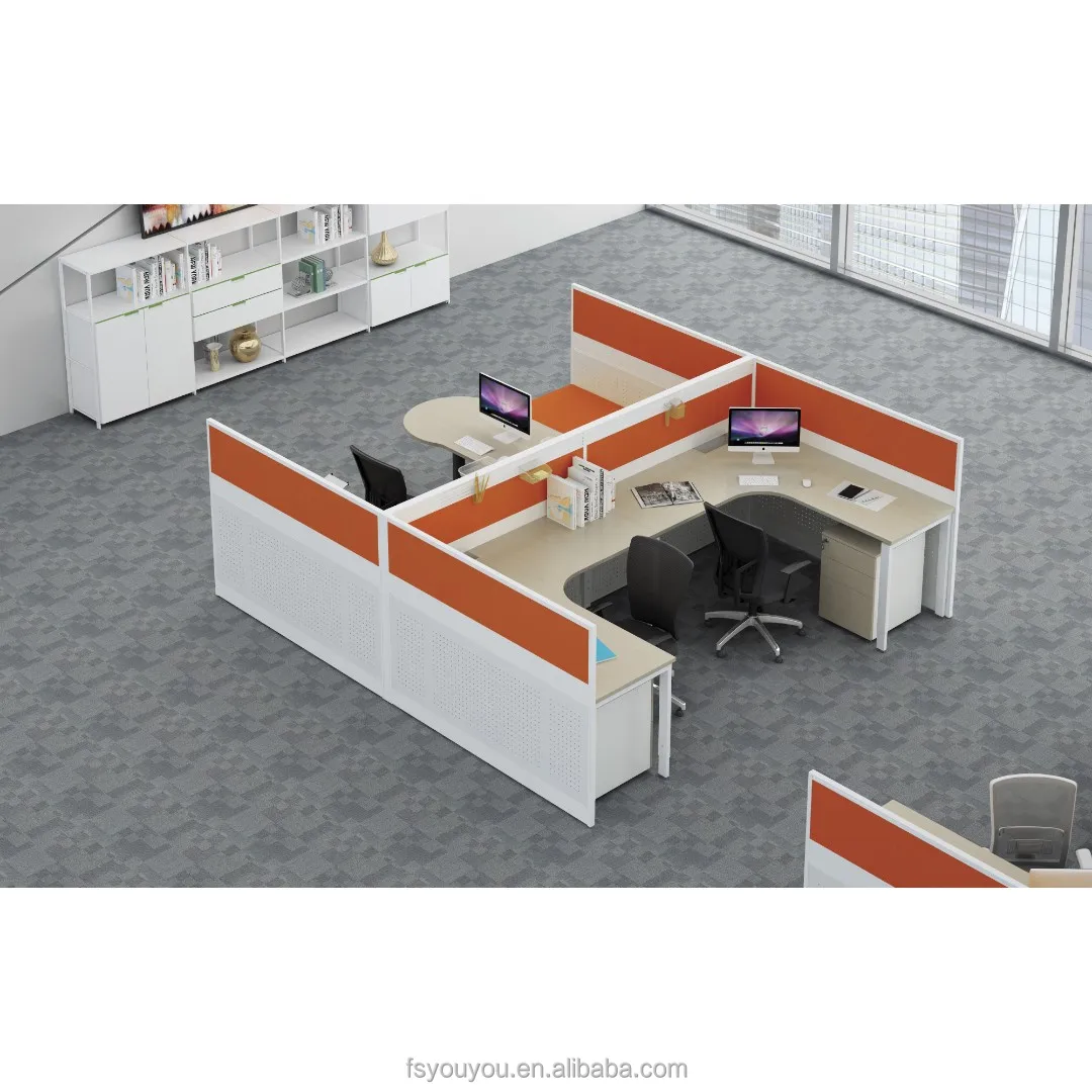 Office Work Station 2 Person Desk Modern Modular Table Computer Desktop Workstation Partition