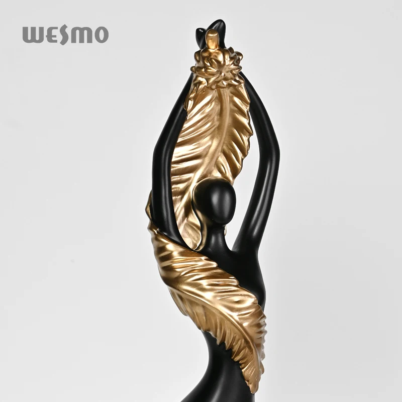 Home Decoration Items Luxury Office Decor Desktop Ornaments Art Black and Gold Elegance Goddess Figure