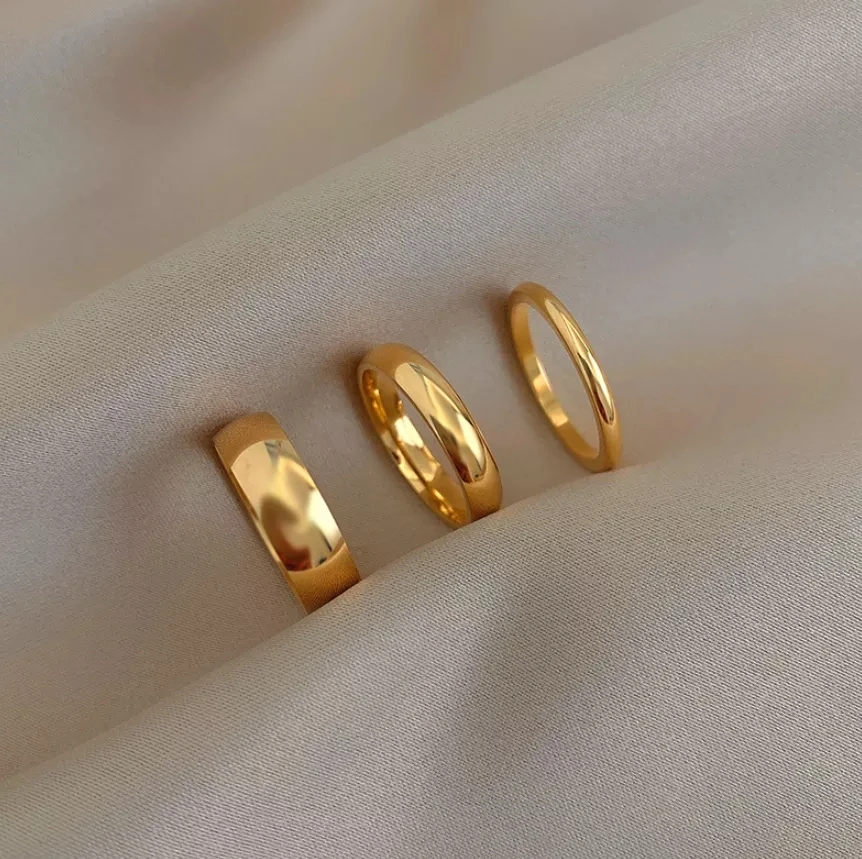 SC Fashion Dainty Stainless Steel Ring Set Trend 18k Gold Plated Rings  Minimalist Stackable Finger Gold Rings for Women