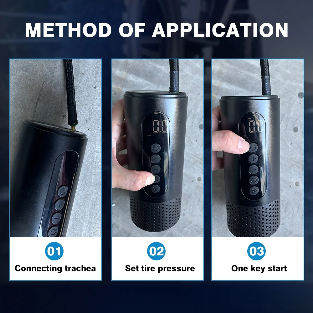 Electric Air Pump Car Air Compressor Handheld Cordless Digital Display Portable Tyre Inflator Pump With LED Lights