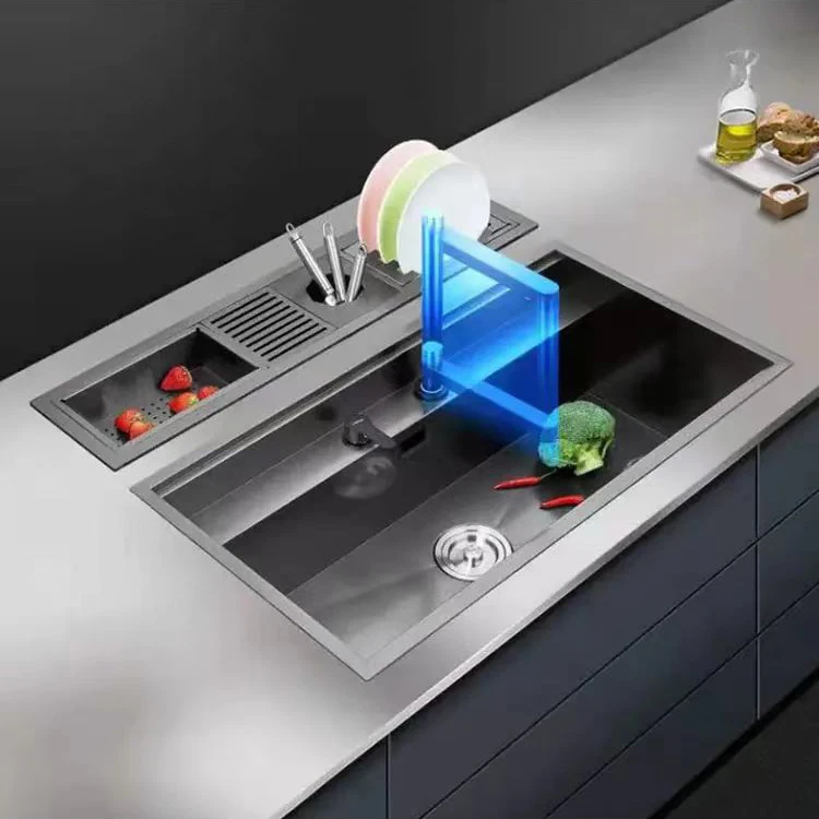 Factory Direct Sales Nano Black Bar Stainless Steel Handmade Hidden Kitchen Sink