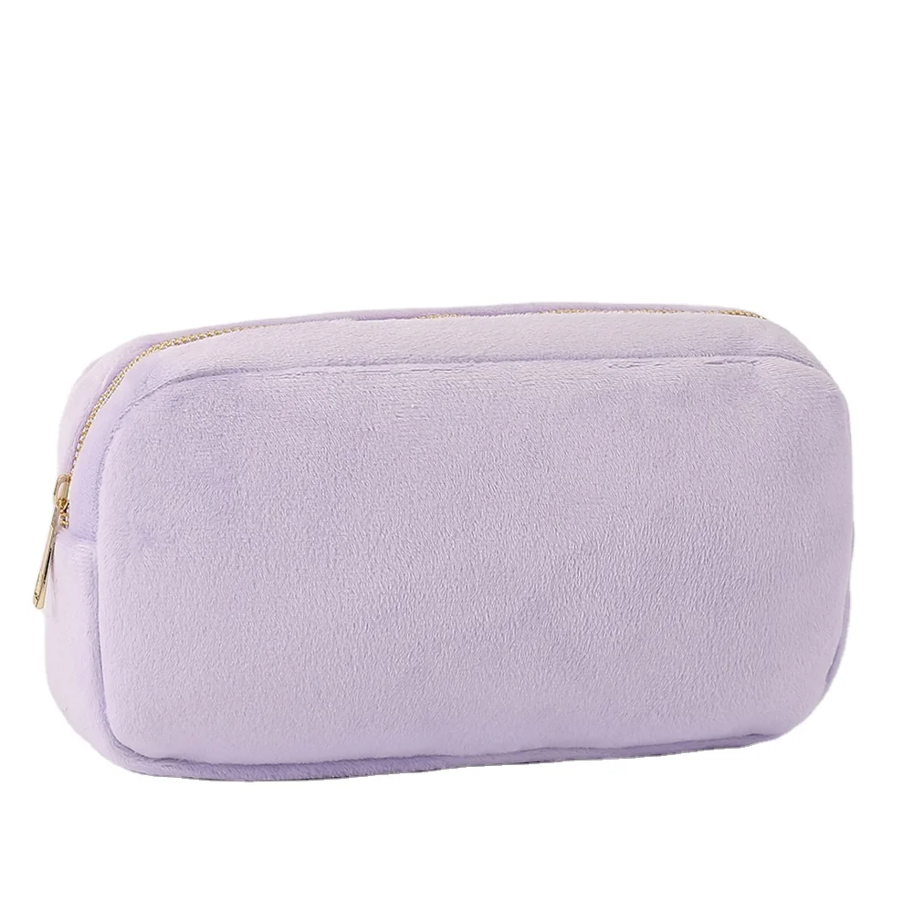 Low MOQ Fast Shipping Factory Wholesale Personalized Lavender Velvet Toiletry Set Cosmetic Pouch Makeup Bag Card Holder Wallet