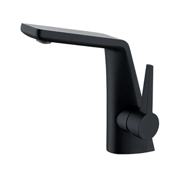 Fashionable Gun Black Brass Basin Faucet Single Handle Single Hole Deck Mounted Tap with Ceramic Valve Core for Bathroom