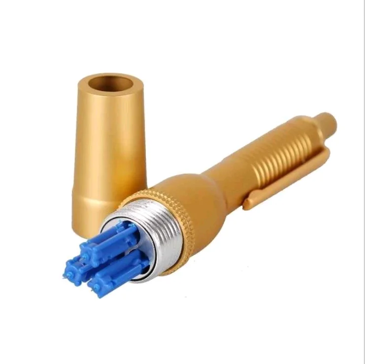 
Blood Lancet Pen acupuncture pin lancing device 3 head needles gold plastic body 