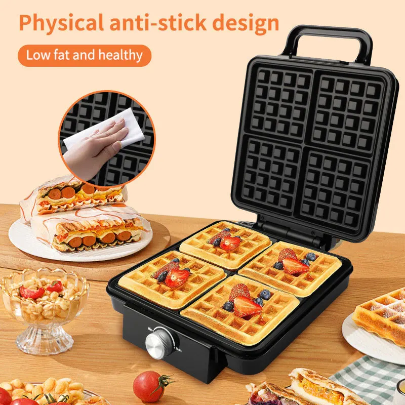2024 Hot Sale Kitchen Sandwich Maker 4 slice Breakfast Fast Toaster Waffle Maker Machine