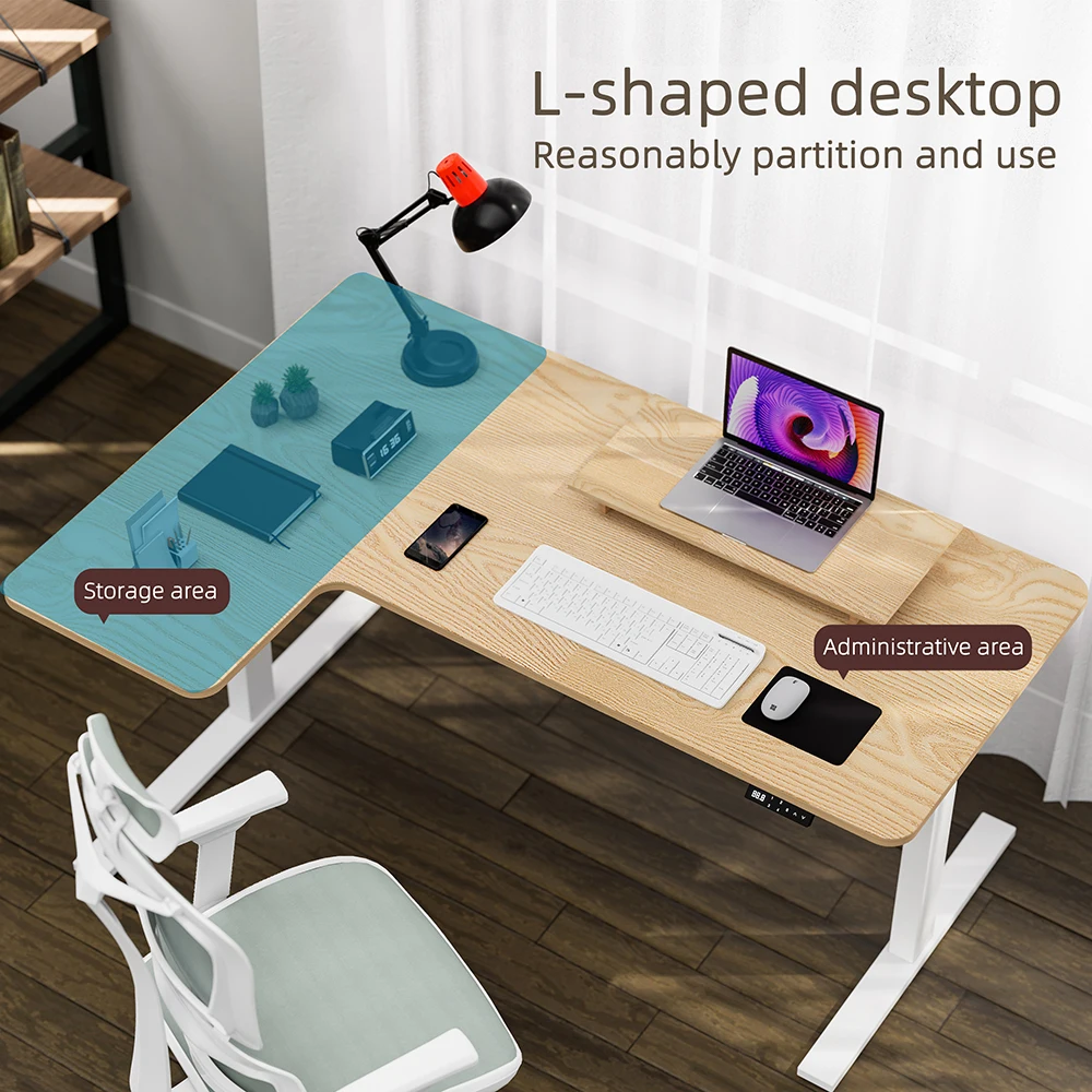 Eco Friendly Office Height Adjustable Lift Standing Desk Computer Table Electric Corner L Shape Sit Stand Desk Frame