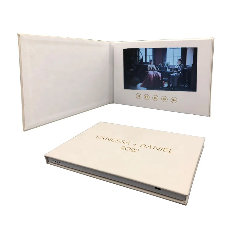 Linen Hardcover ips digital 7 10 inch custom brochure, softcover lcd screen video book