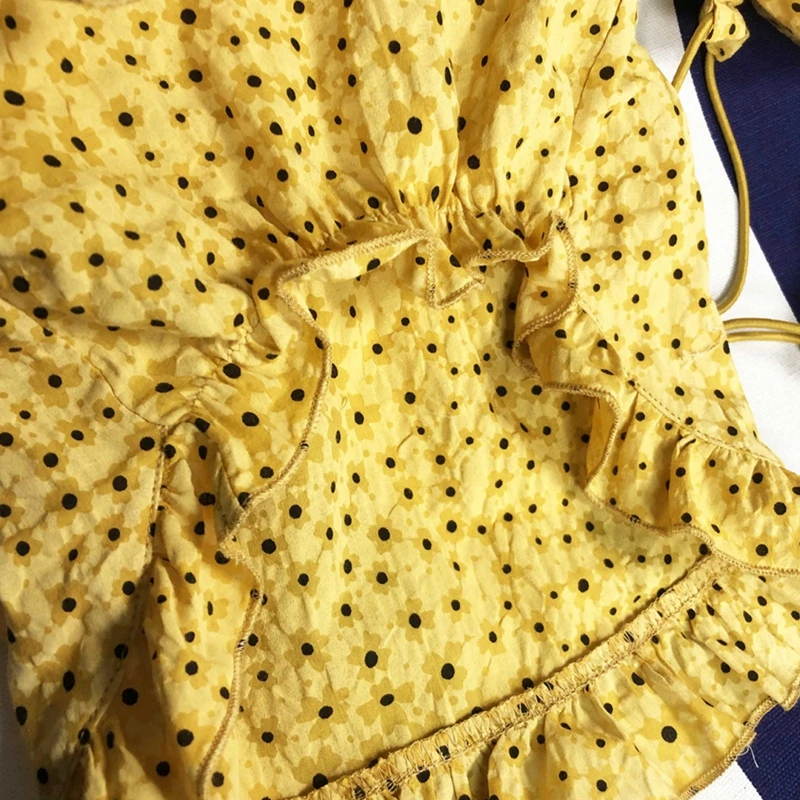 Хлопковая повязка для волос с желтой собакой и бантом одежда домашних животных летнее платье милая собака модная