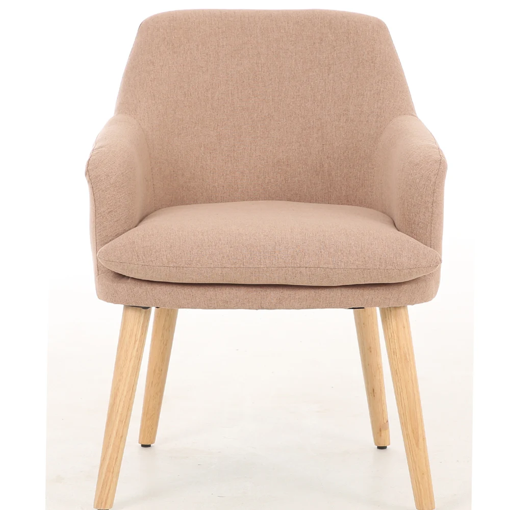 Modern style hotel furniture wooden leg linen fabric upholstered dining room chairs
