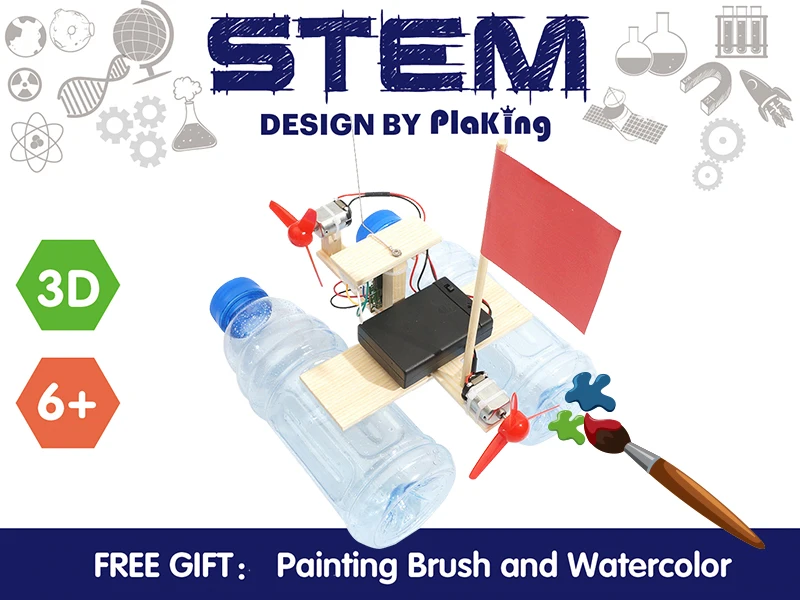 Mechanical Models,3-D Wooden Puzzle remote Wind Energy boat Moveable DIY Assembly Toy