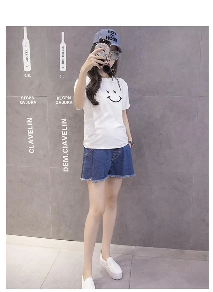 
Summer thin section casual denim edging pregnant women pants 