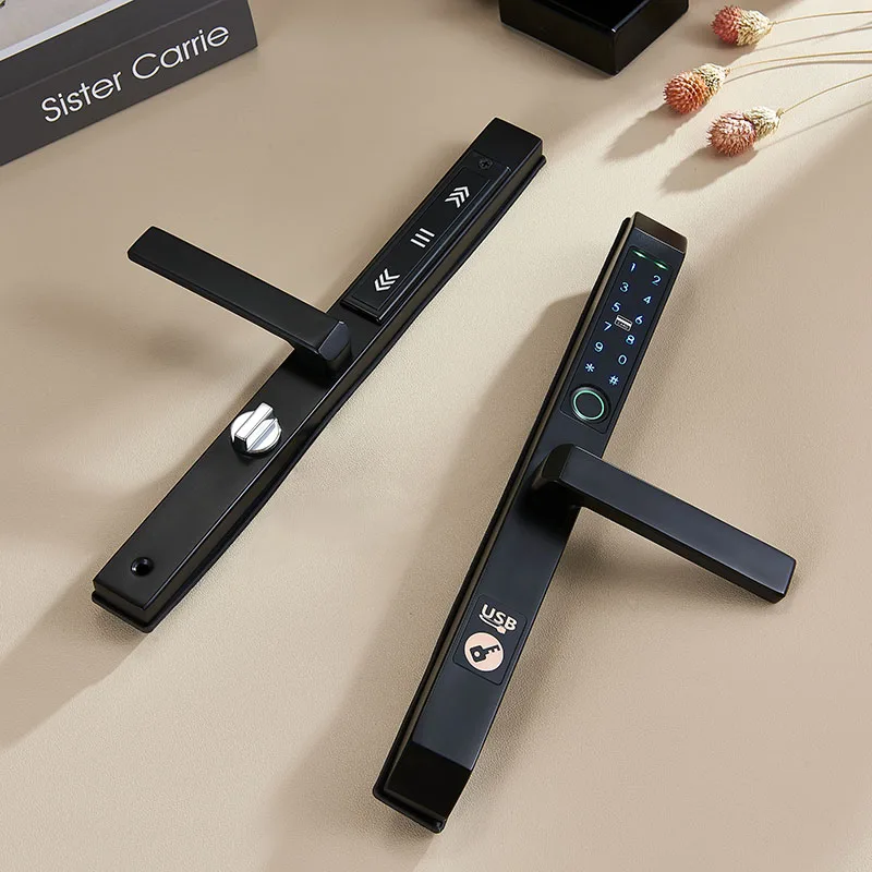 Advanced waterproof Digital Smart Electronic fingerprint  Aluminum Glass Door Lock