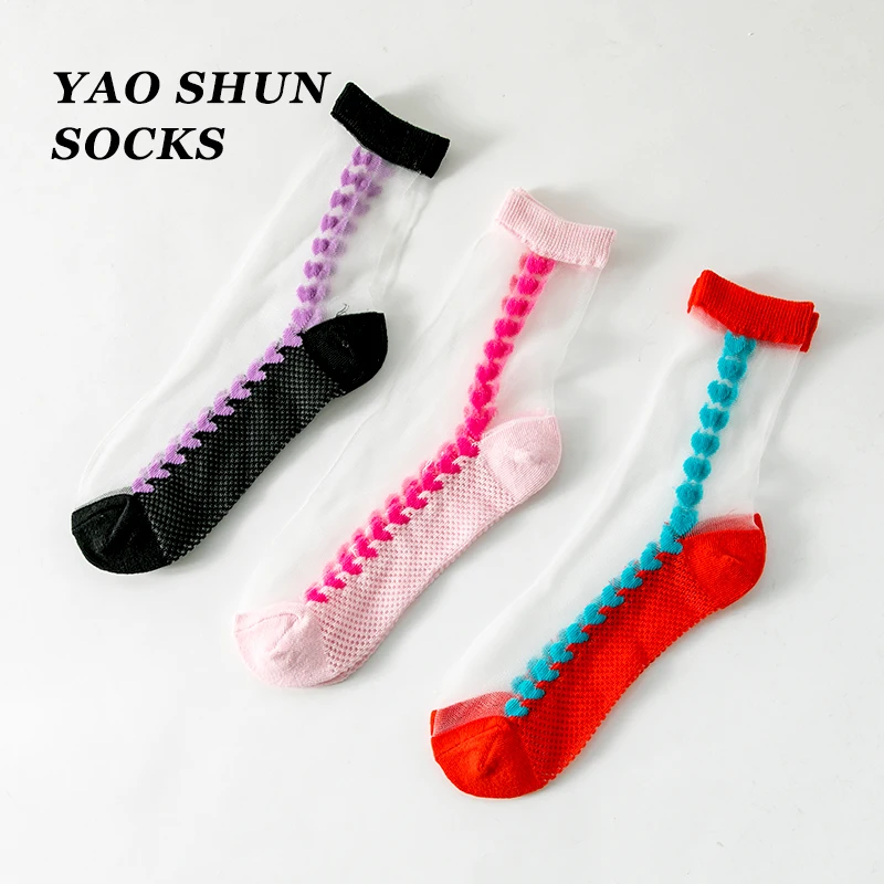 OEM Sexy Lace Silk Stocking for Lady Women Transparent Black Summer Red White  Customized spring and summer socks