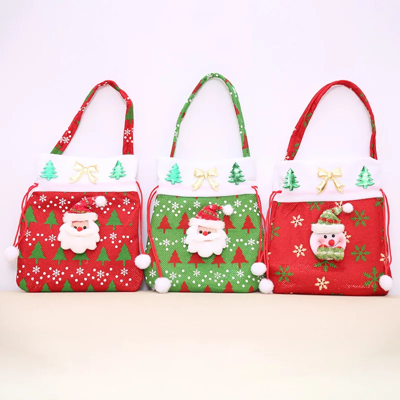 Christmas Gift Handbag Drawstring Candy Bag Merry Christmas Sweet Candy Bags Present Bag Home Party Xmas Decoration