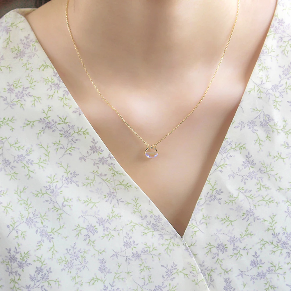 Joacii 925 стерлингового серебра 14K позолоченные камни круглые кварцевые полу круглый в форме звезды пустотелое ожерелье