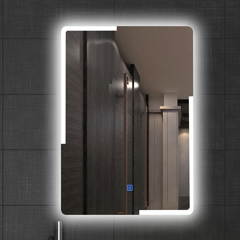 1044 model hot sell Illuminated Square Led Bathroom stick on wall lighting makeup mirrors with led light
