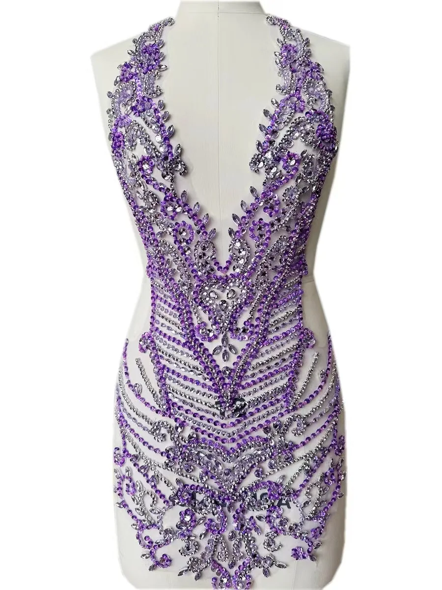 Whole Body Stone Bead Applique Wedding Dress Lace Fabric Is Used To Sew Evening Gowns