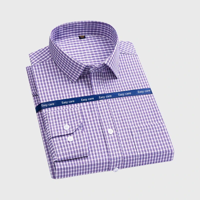 Super Fast Delivery Men Easy Care Plaid Dress Shirt Long Sleeve Plaid Formal  Regular Fit Button Down Shirt For Men