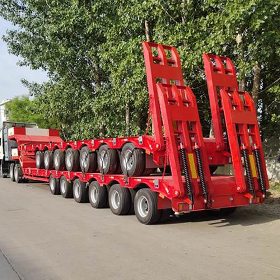 Low Price 2 3 4 Axels 10m-18m 50ton 80ton Lowboy Transport Semi Trailer Trucks 100ton Lowbed Truck Trailers