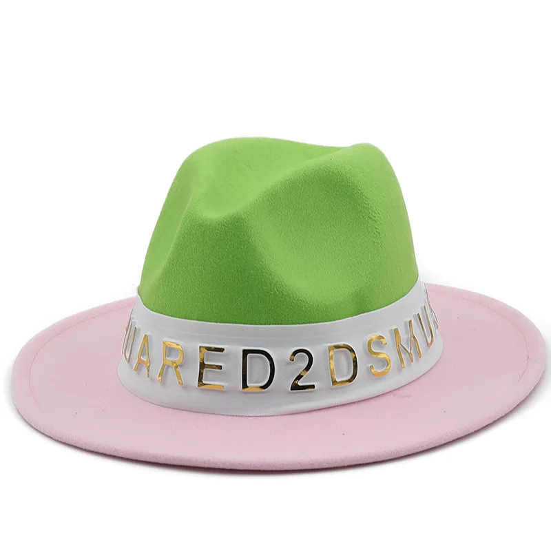 Fashion Dress Party Show Music Festival Polyester Cotton Vegan Material Two Tone Fedora hat for Women Men