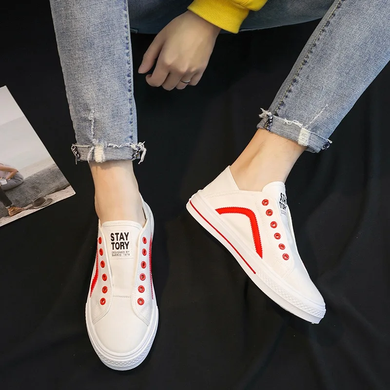 Outdoor two-wear semi-riding one-foot lazy white shoes, all-match trendy sneakers
