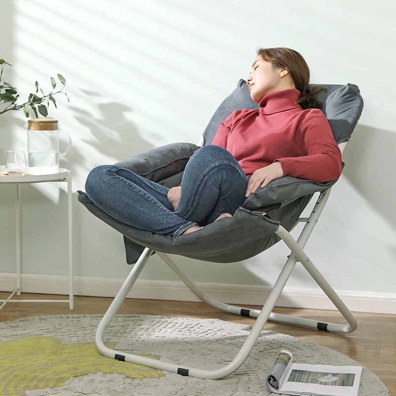
Modern Foldable Lounger Single Metal Leisure Recliner Living Room Chair 