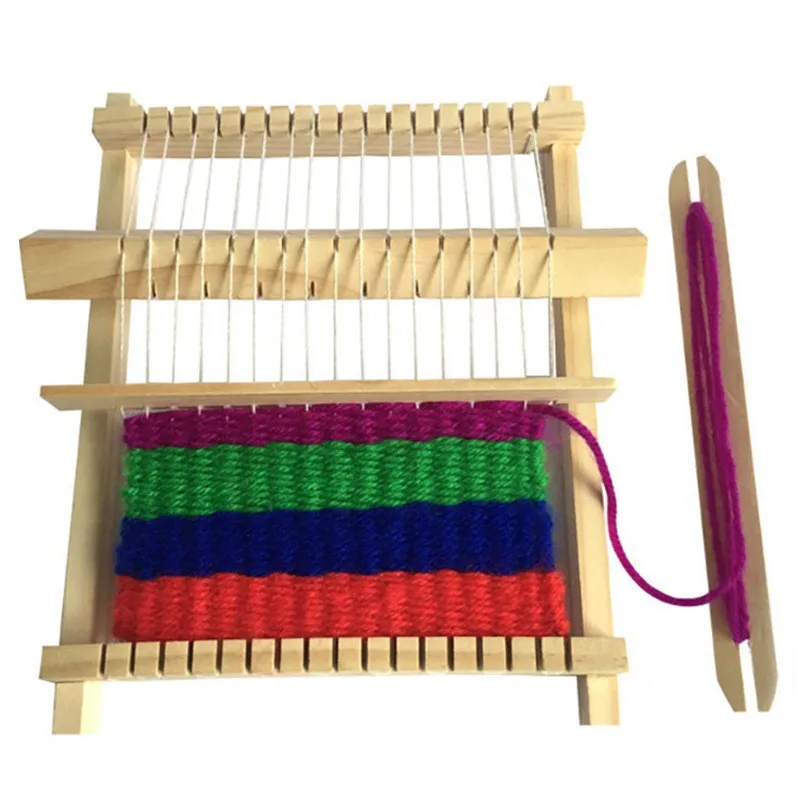 Wooden DIY Assembled Kids Crafts Weaving game Wooden Loom Mini Hand Knitting Wool Toy for Kids