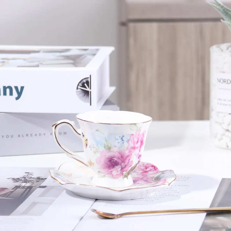 Nice british coffee cups with gold rim fine bone china coffee tea cup and saucer set