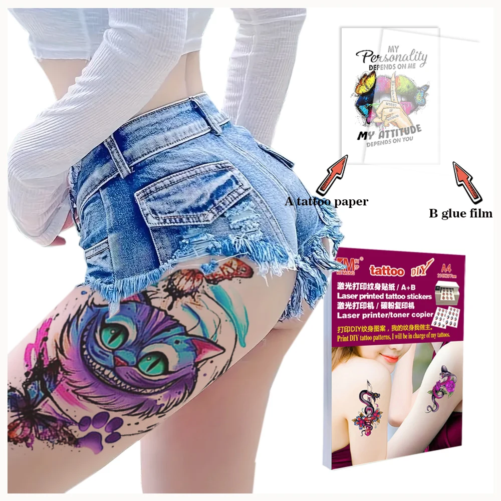 5 Sets A4 Size For Skin DIY Digital Wholesale Waterproof Temporary Tattoo Paper Laser Printer Tattoo Stickers Paper