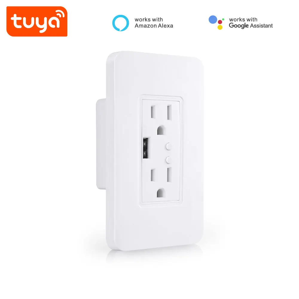 Оптовая цена Американская версия беспроводной WiFi Tuya умная настенная розетка PST-PS-1607