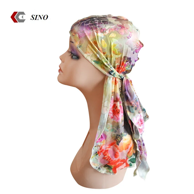 Wholesale Printing Ethnic Bandanas Drugs Waves Long Tail Unisex 360 Wave Bandage Durag Turban