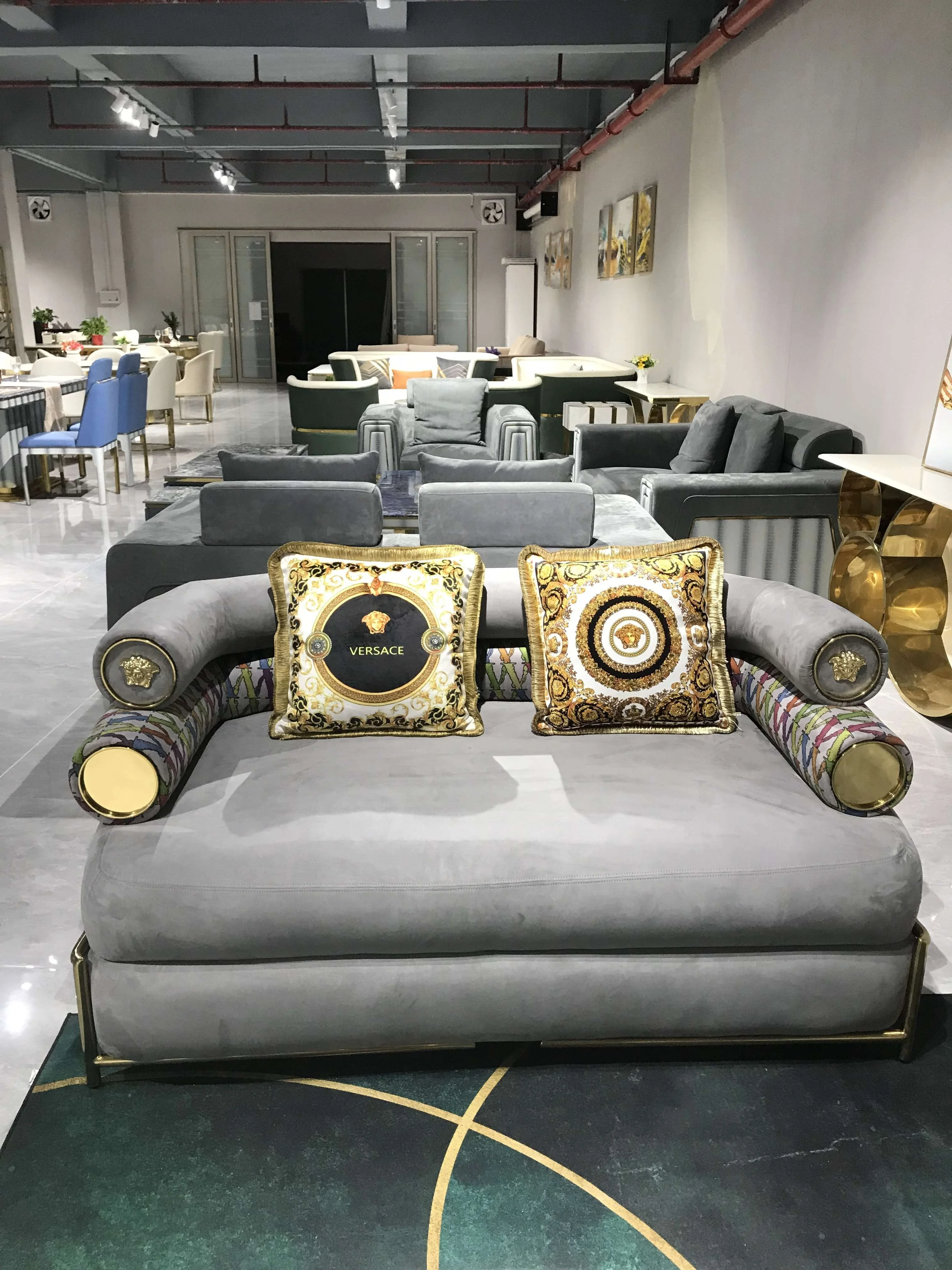 High end gray sofa set furniture couch living room Italian fabric modern luxury sofa set