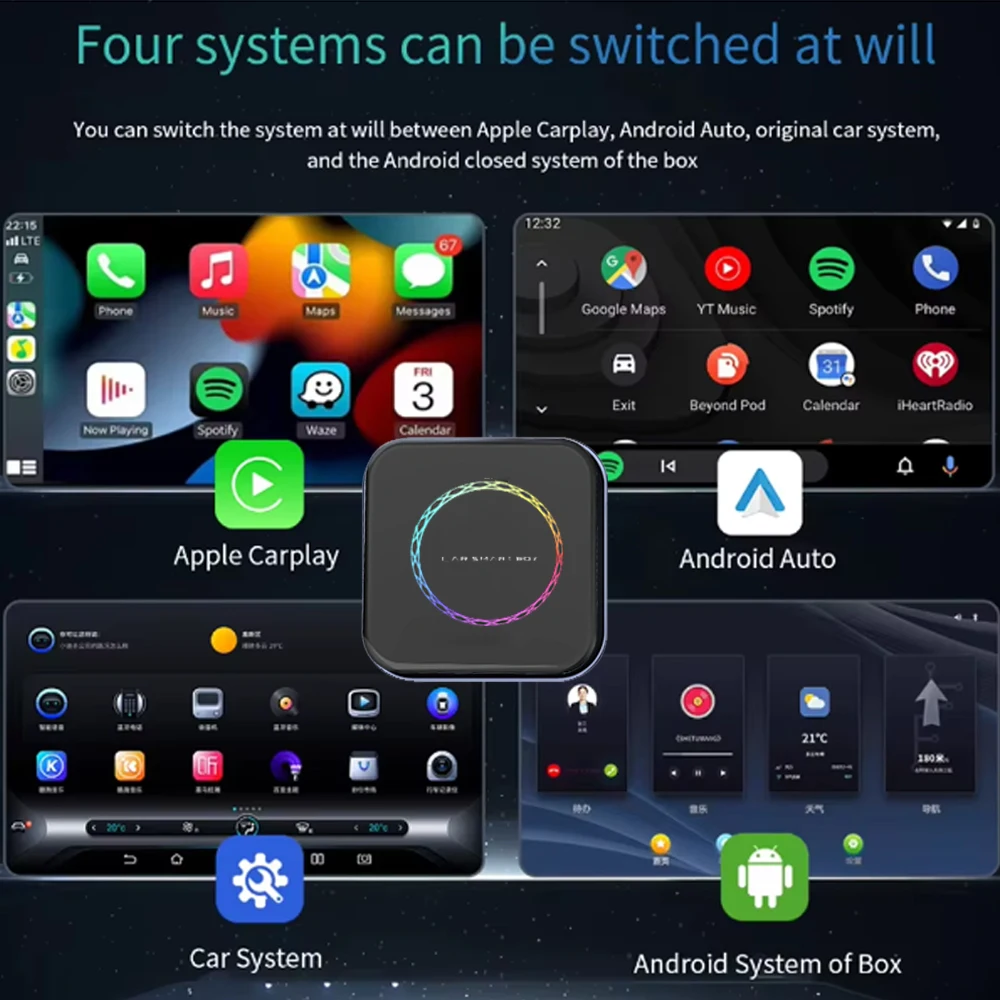 Boyi Smart Ai Box 3 in 1 4GB+64GB Youtube Wired To Wireless Adapter Carplay Android Auto 13 Car Carplay  Wireless Carplay