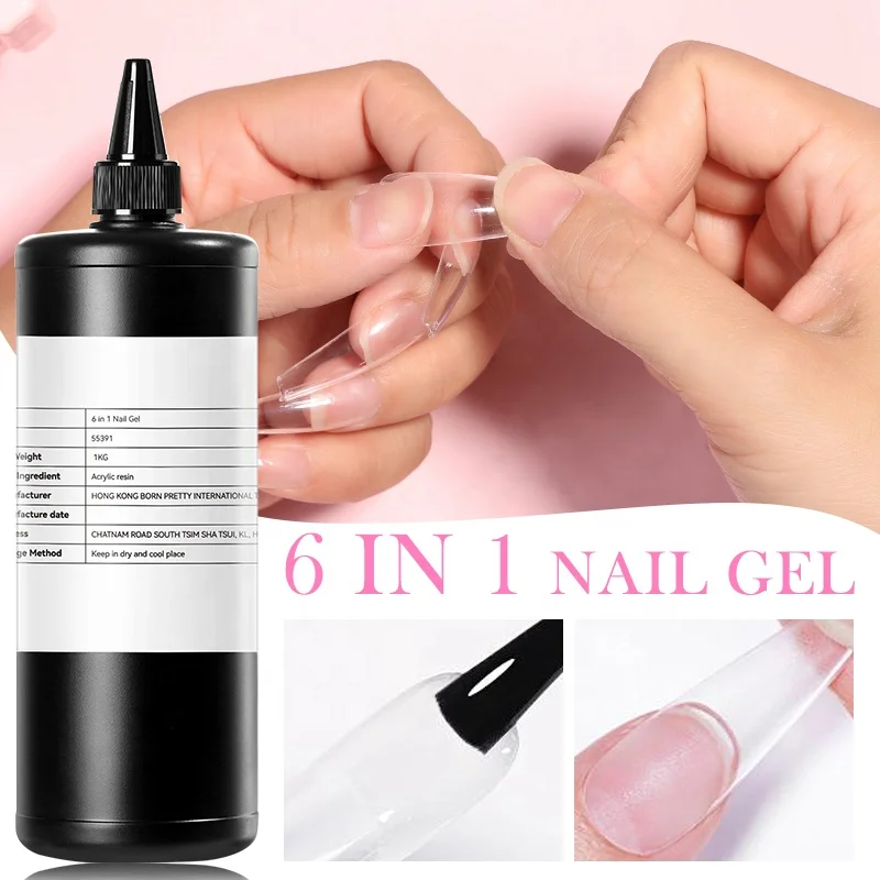 BORN PRETTY Новые поступления 1 кг многофункциональный 6 в базовый верхний слой УФ-клей для ногтей гель наращивания