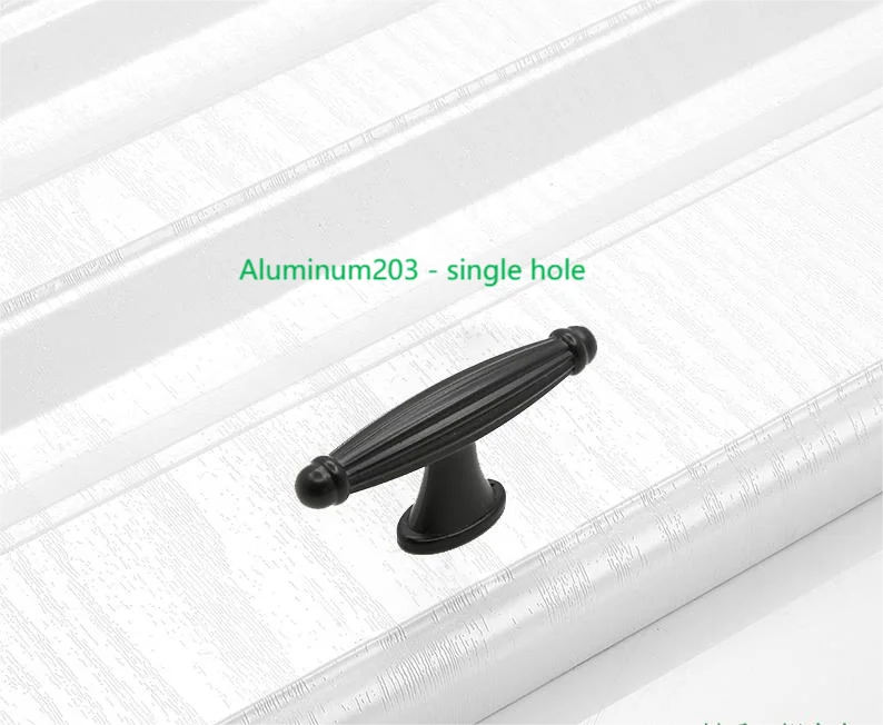 2023 Popular Single Hole Aluminum Alloy Handle European Simple Pull Cabinet Wardrobe Drawer Black Handle Knobs