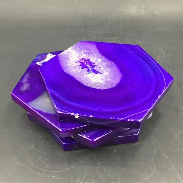 Wholesale Purple Agate Six Sided Hexagonal Coasters from Agate Stone Export
