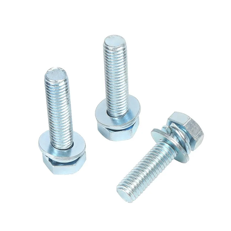 Hexagon head flat spring washers 3 combination zinc plated screws