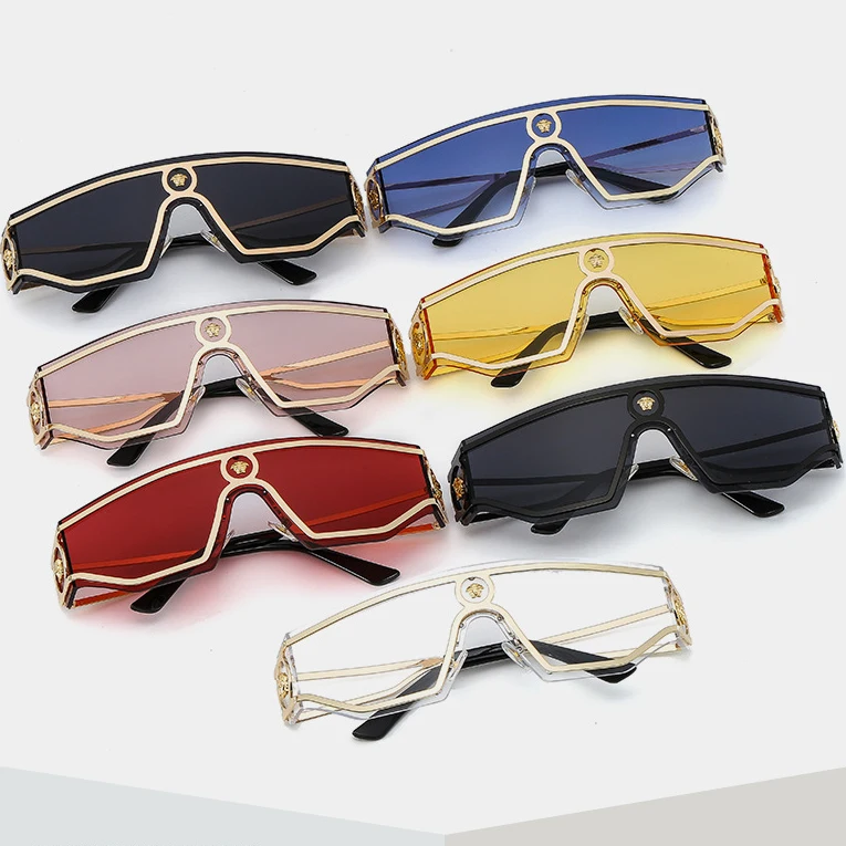 Y2K Rock Punk Retro gafas de sol Custom One Piece UV400 Metal PC Designer Sunglasses Men Women 2023