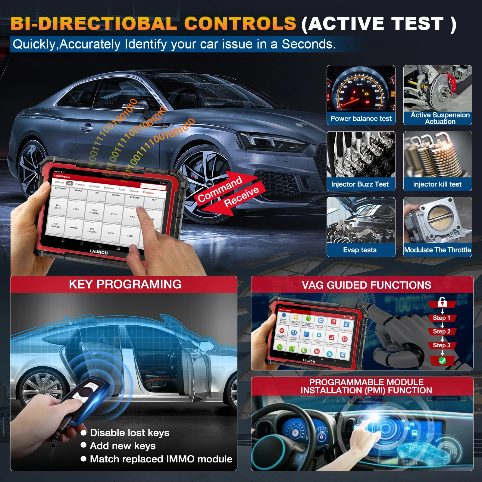 Launch X431 PRO  Bi-directional Control Scan Tool Online Coding Automotive OBD2 Scanner with CANFD DOIP