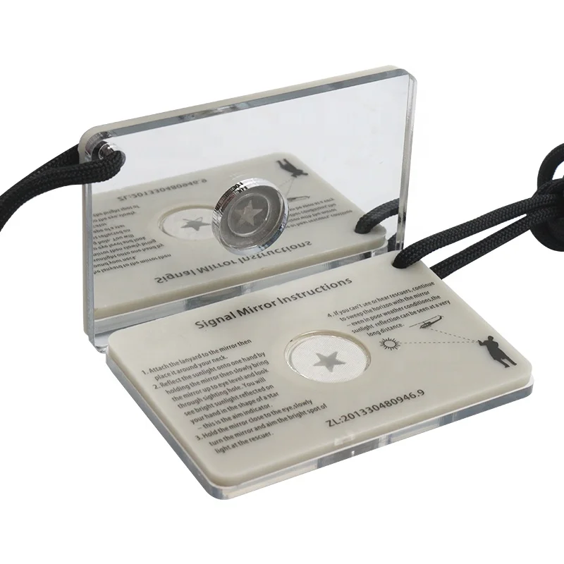 Outdoor EDC Tools Survival Emergency Super Rescue Signal Mirror with Paracord Lanyard Whistle