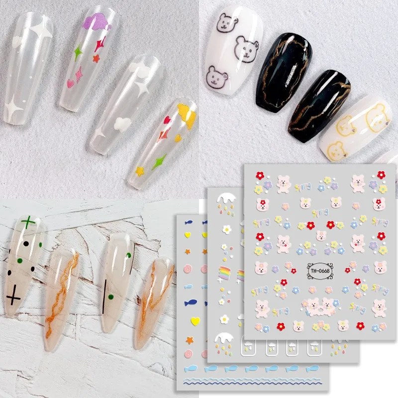 Mini For Girl Nail Stickers Art Decal Fingernails Designs Self Adhesive Floret Decoration Deco Stickers