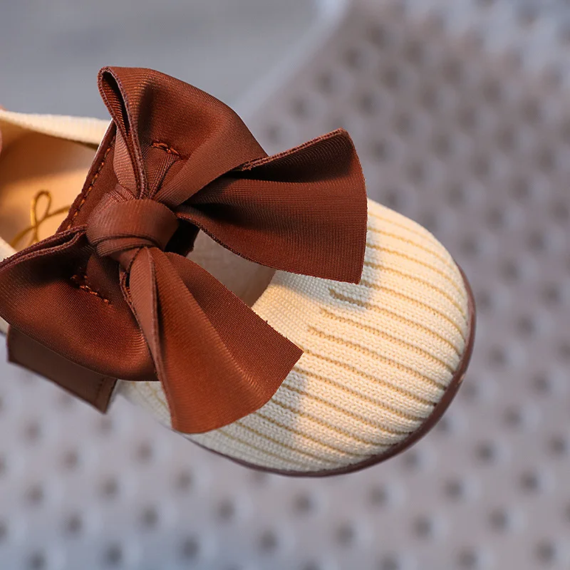 2024 Hot Selling High Quality Mary Jane Style Toddler Girl Shoes Cute Bowknot 1-3 Years Flat Anti-slip Crib Shoes