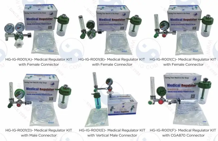 HG-IG Double Gauge Medical Oxygen Regulator,oxygen pressure regulator with flowmeter