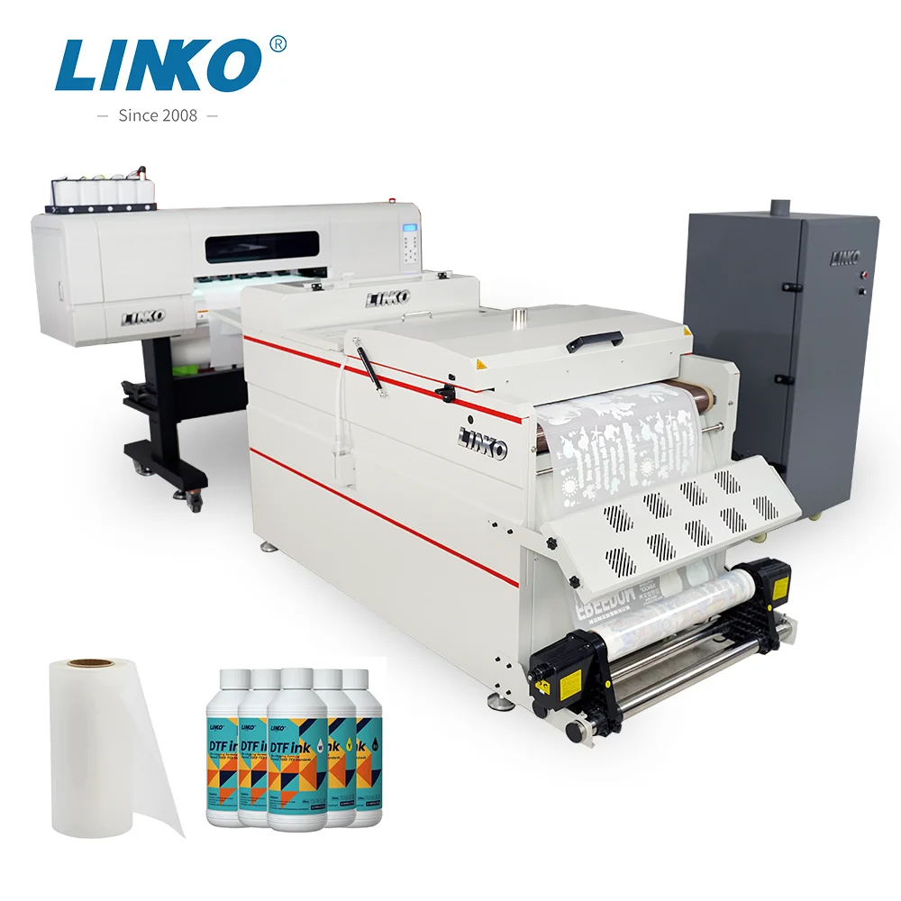 LINKO High Quality 24 Inch DTF Printer Machine New i3200 Dual T-Shirt & Pet Film Tinting 60cm Shaking Powder i3200 DTF Printer