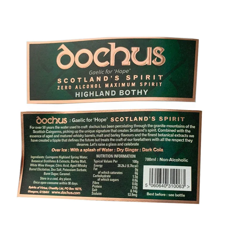 Customized Vinyl Sticker Coated Paper Gold Foil Packaging Labels For Wine Drinking Glasses Bottle