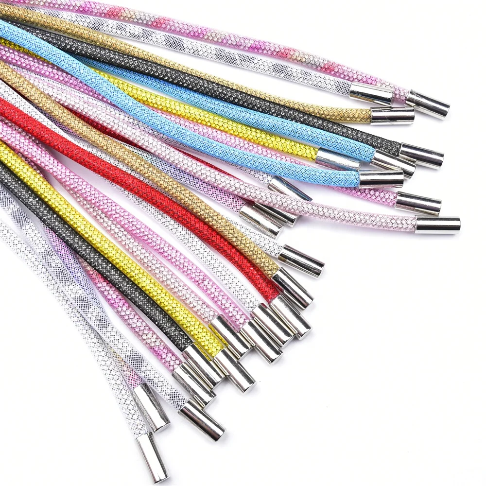 Crystal Rhinestone Rope Trim Hoodies Sports Pants Drawstring Strap Cord with Metal End for Dress Belt Garment Accessories