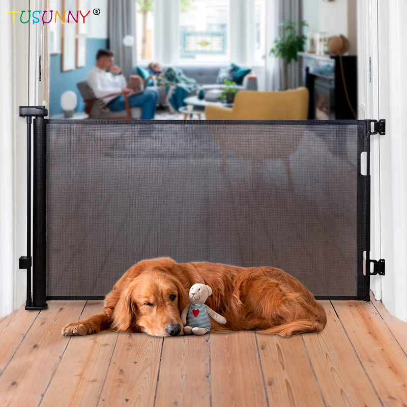 Baby Safety Product Metal Adjust Safety Retractable Mesh Baby Gate