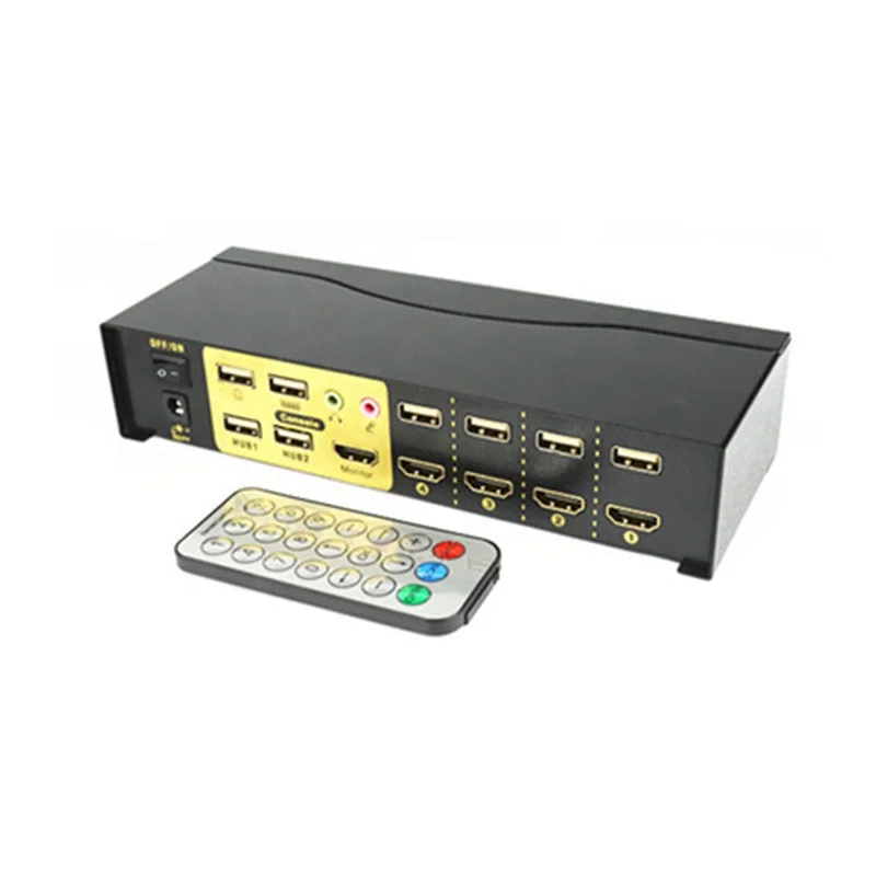 TXR 4-портовый стабильный HD-MI мультимедиа KVM переключатель с дистанционным управлением переключения и usb2.0