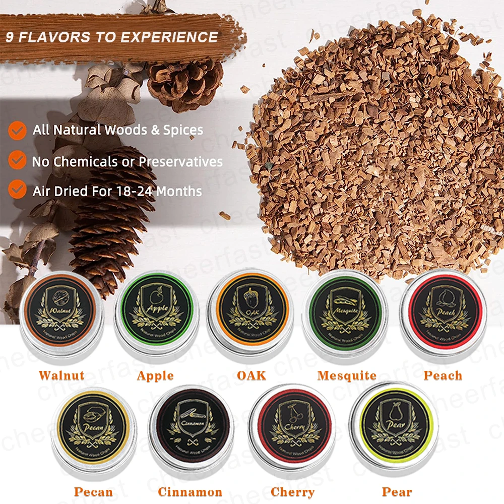 Wooden Box Cocktail Smoker Kit Gift Set Whiskey Smoker Infuser Kit For Drinking With Granite Ice Cube Torch And Wood Chips