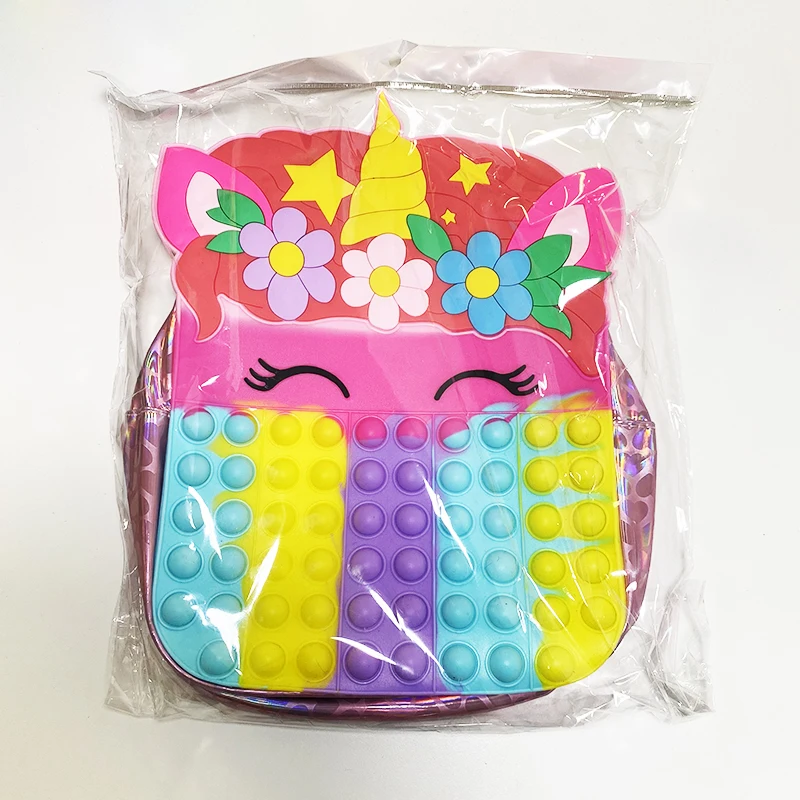 Sparkly Unicorn large Pop-on-it Backpack for Girls unicorn animal pop-on-itting backpacks with shiny Laser Leather back
